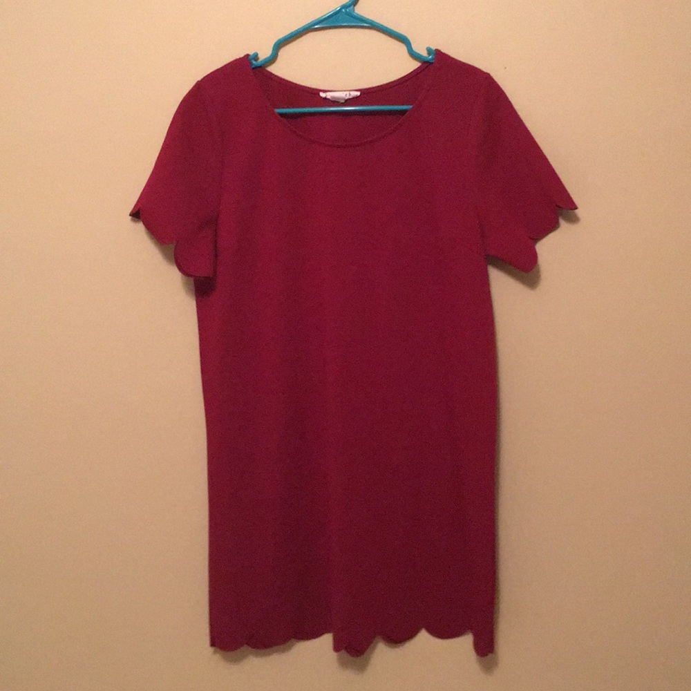 Scalloped Maroon Loveriche Dress